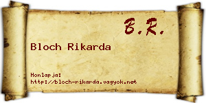 Bloch Rikarda névjegykártya